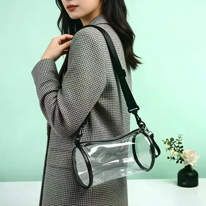 Crossbody Bag Women - 여성용 투명 레이저 크로스바디 백 원통형