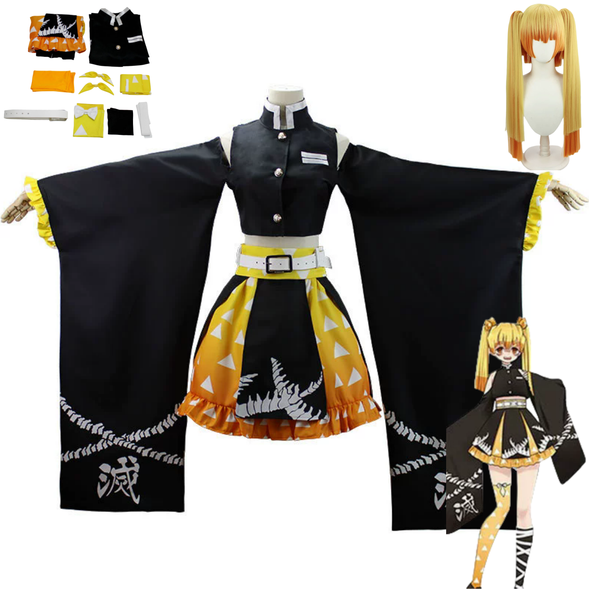 Off Shoulder Top - Anime Agatsuma Zenitsu 코스프레 의상 섹시한