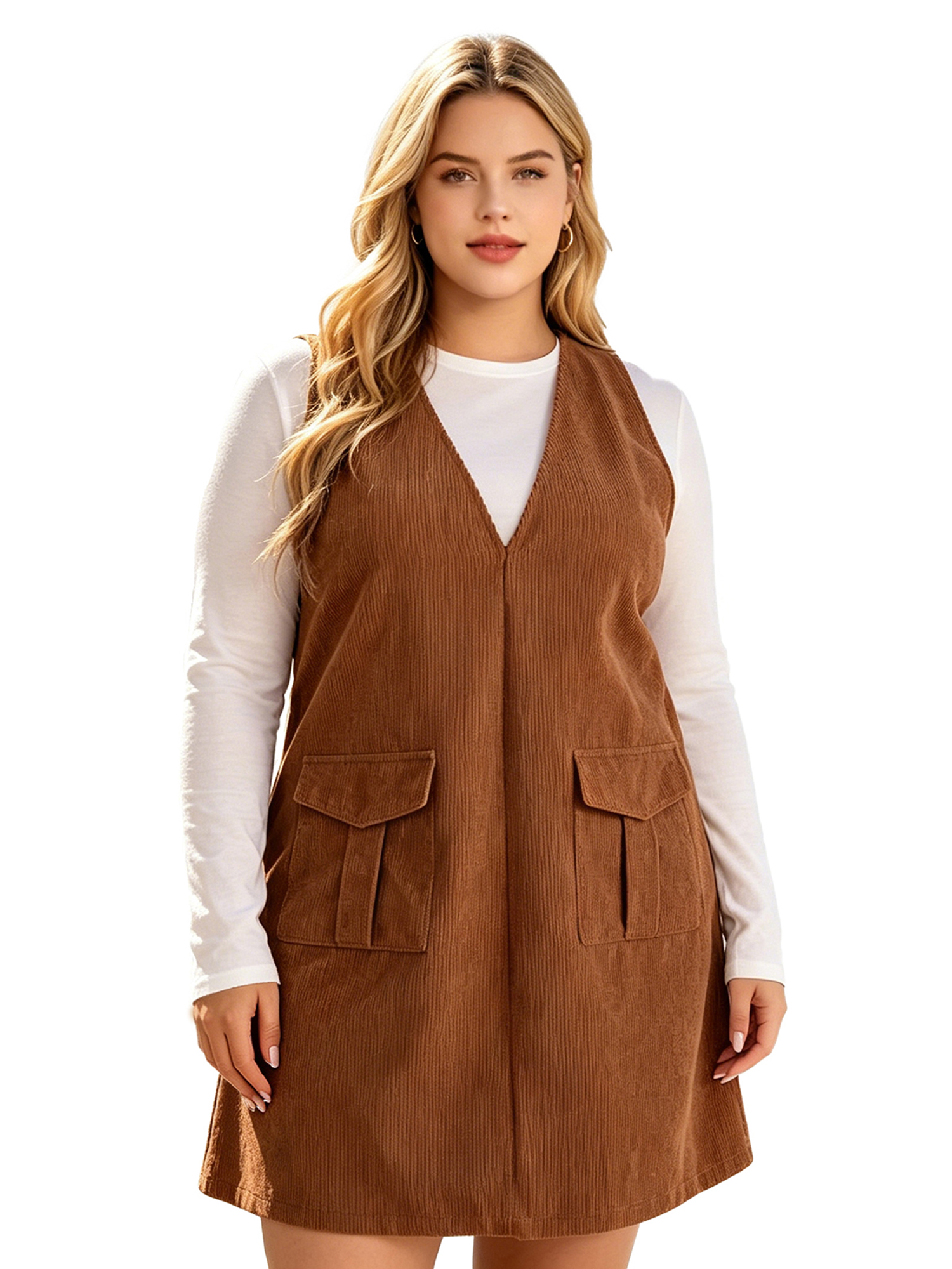 Women'S Fashion Utility Vest - 여성 플러스 사이즈 드레스 솔리드 컬러