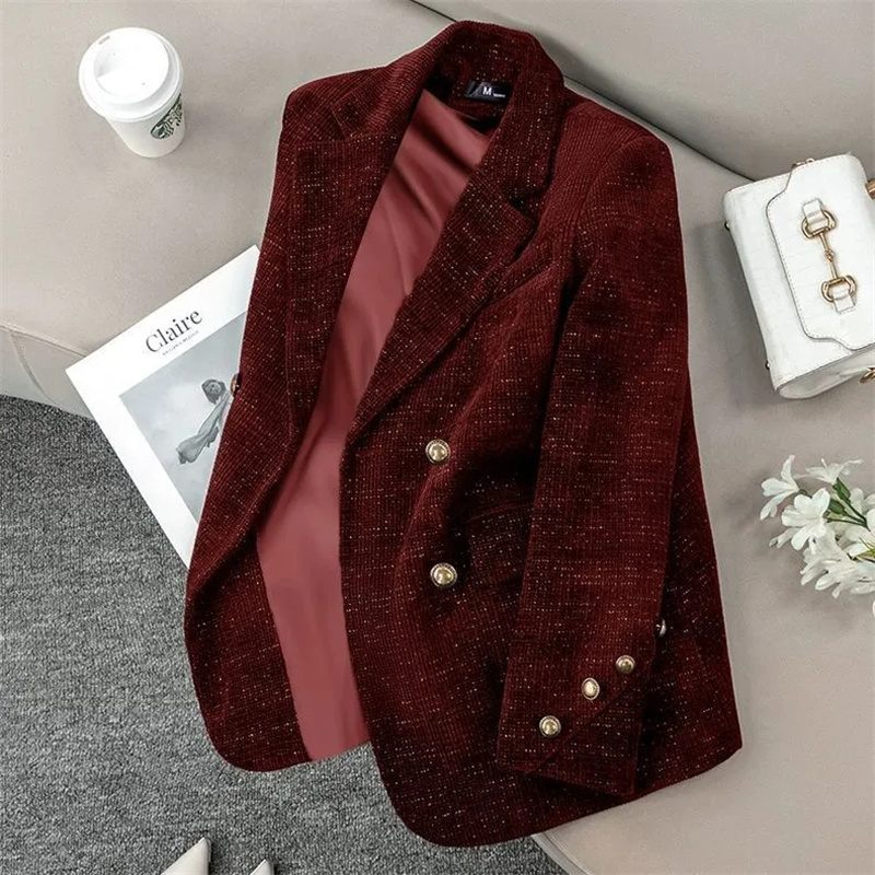 Velvet Blazer Women - 여성용 블랙 코듀로이 수트 재킷 가을