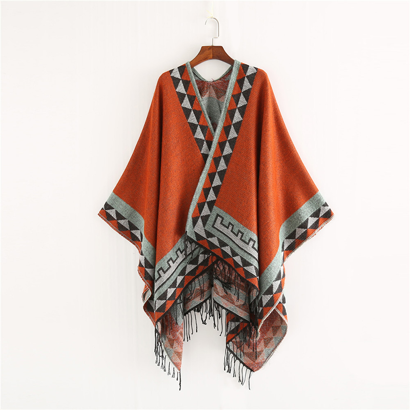 Women'S Fashion Poncho - 인도 스타일 패션 기하학 술 파시미나