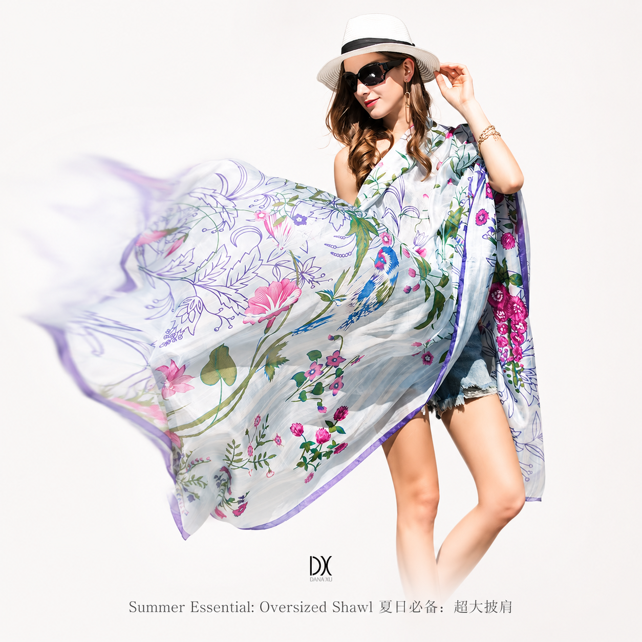 Women'S Fashion Poncho - DANA XU 100% 실크 헤드 스카프