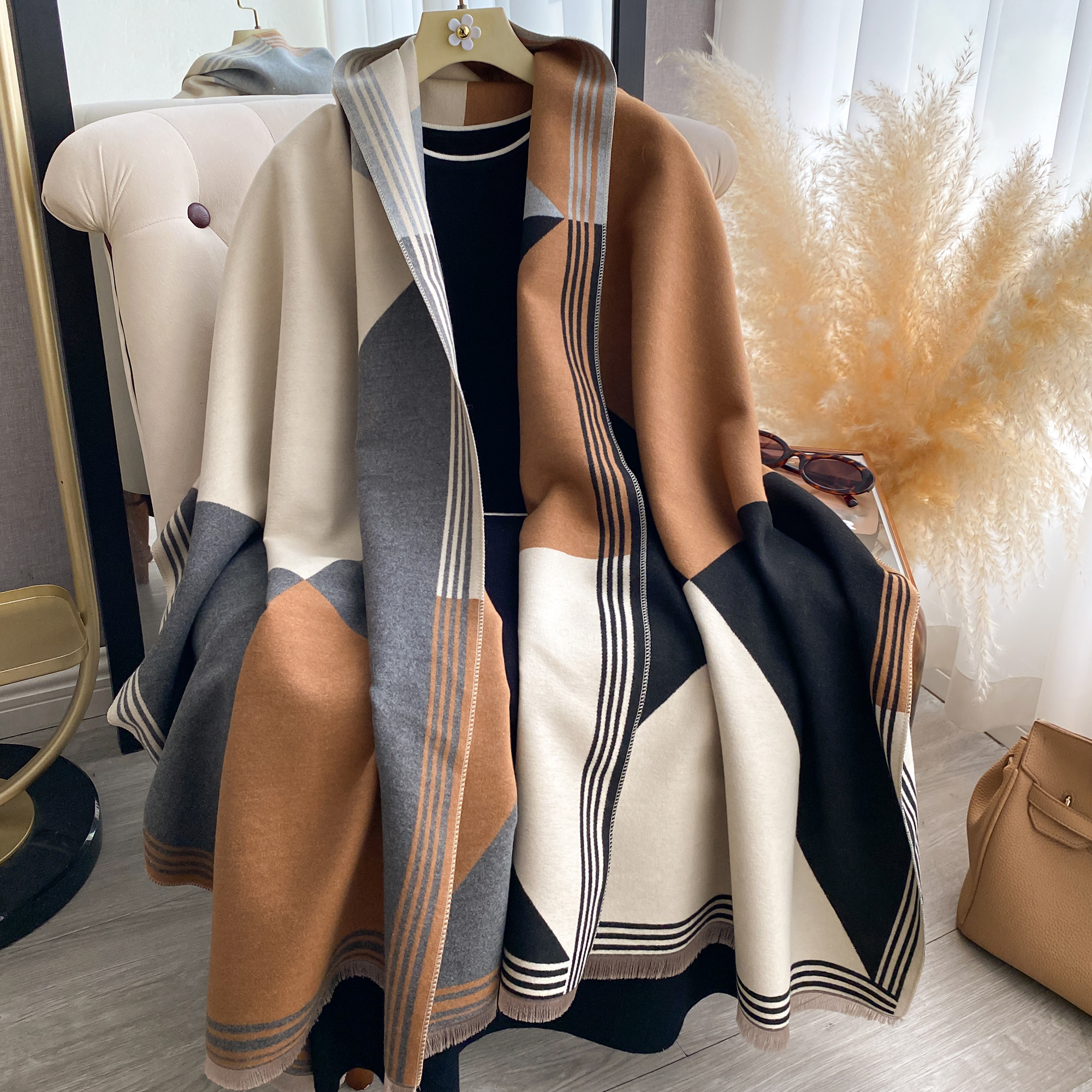 Women'S Fashion Poncho - 2025 럭셔리 겨울 캐시미어 스카프 여성용