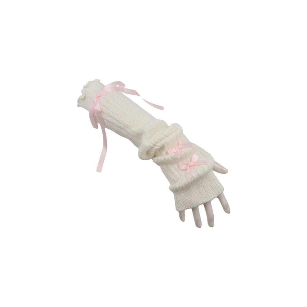 Women'S Fashion Gloves - streetwear 탄성 니트 보우 팔 슬리브