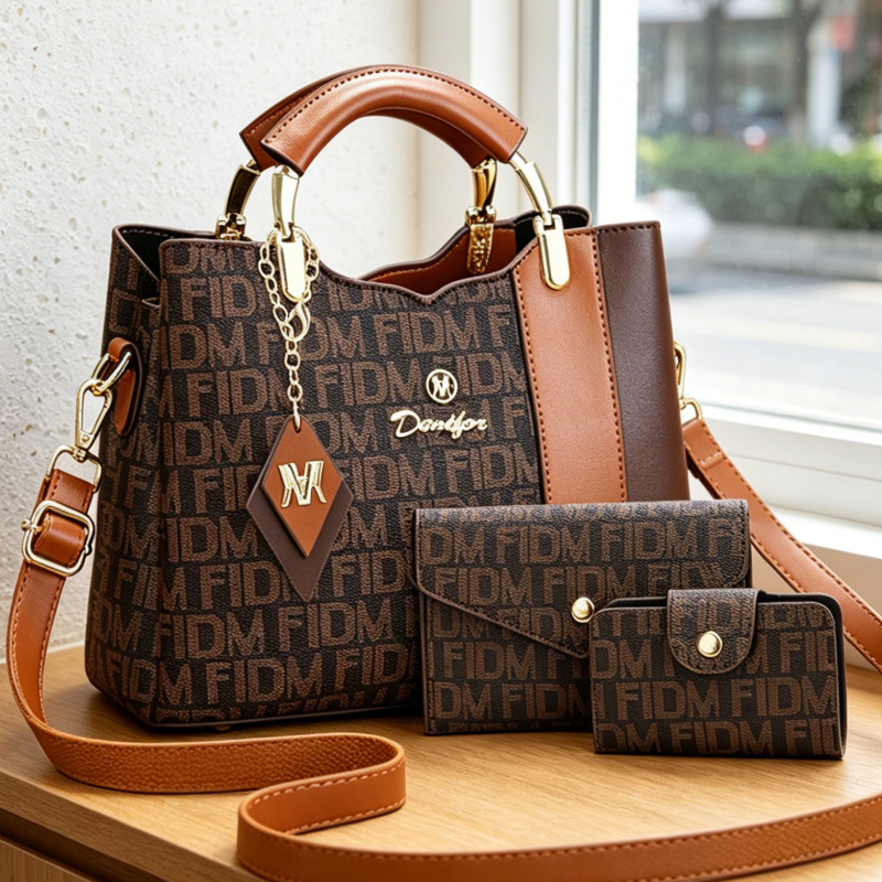Crossbody Bag Women - 3피스 여성용 가방 세트, 레트로 레터
