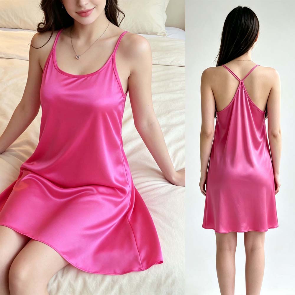 Spaghetti Strap Dress - 핑크 섹시 여성 홈 드레스 스파게티