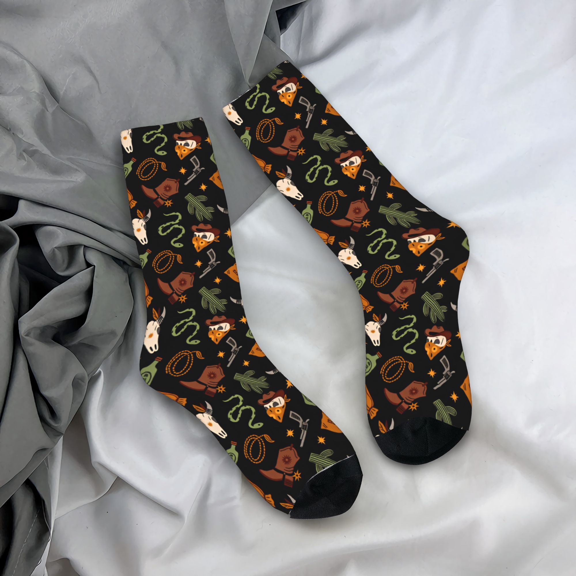 Women'S Fashion Wild West - Wild West Vintage LinePrint (1) 양말