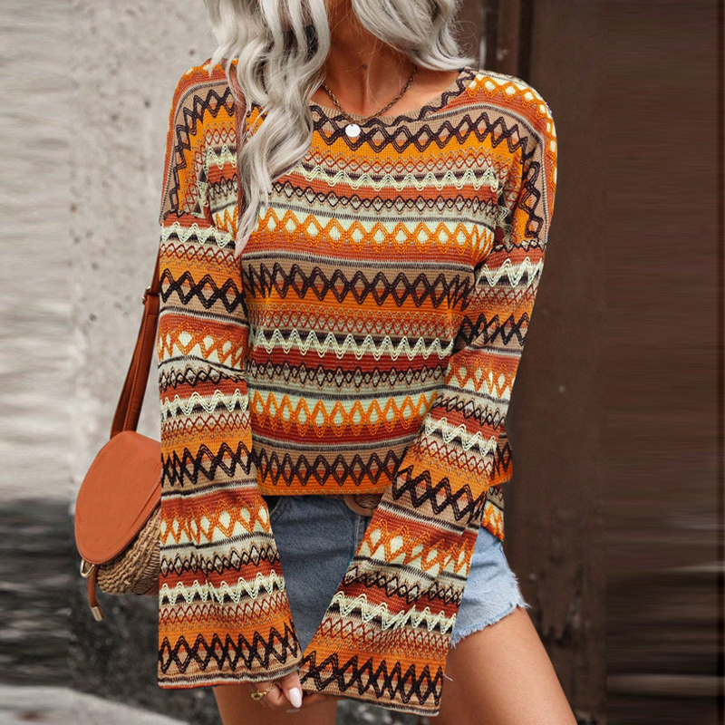새로운 가을 겨울 레인보우 프린트 블라우스 여성 긴팔  - Women Fashion Blouse 리뷰 및 가격