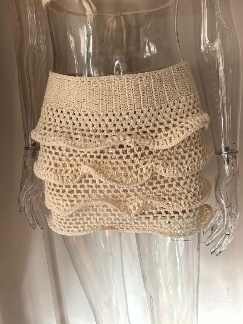 여성 핸드메이드 크로셰 니트 러플 휴가 비치 투피스 세 - V Neck Cami Top 리뷰 및 가격