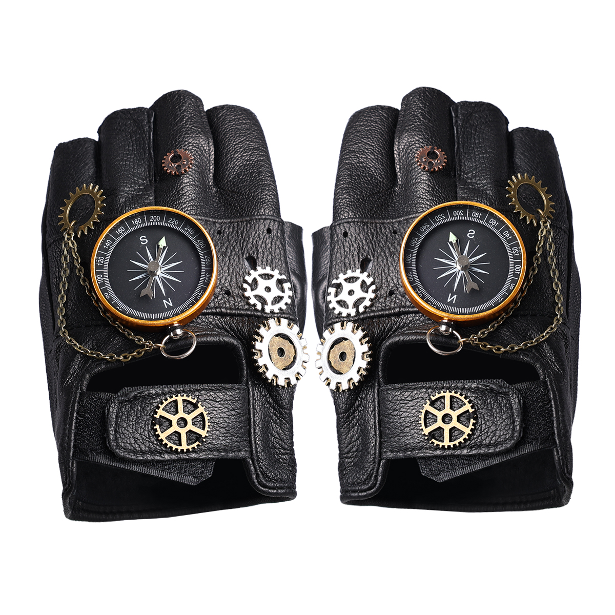 Steampunk PU 가죽 핑거리스 나침반 장갑 남성 - Women Fashion Gloves 리뷰 및 가격
