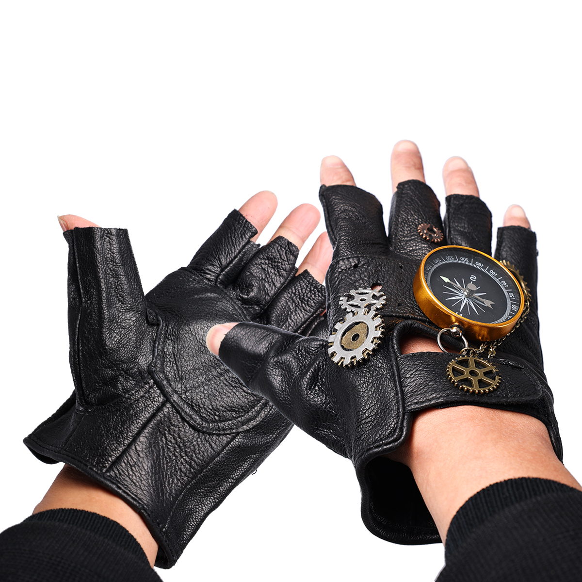 Steampunk PU 가죽 핑거리스 나침반 장갑 남성 - Women Fashion Gloves 리뷰 및 가격
