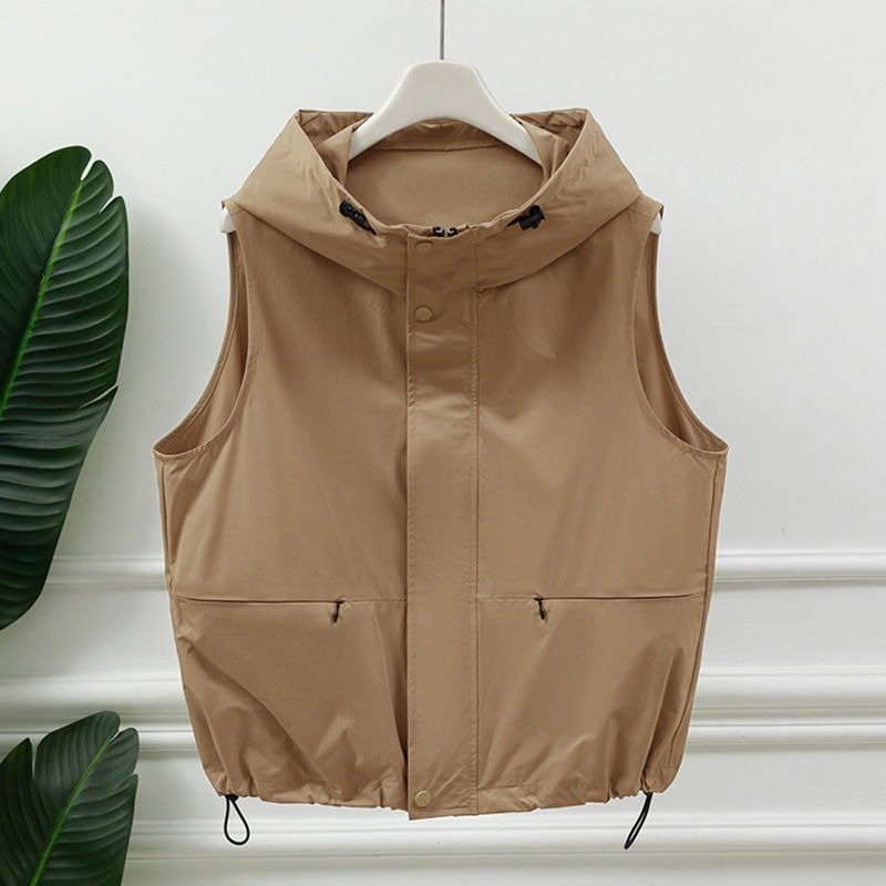여성용 라이트 그레이 후드 민소매 유틸리티 조끼 지퍼  - Women'S Fashion Utility Vest 리뷰 및 가격