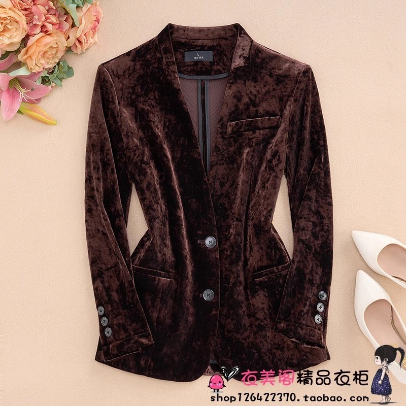 봄과 가을 새로운 프린트 칼라리스 벨벳 정장 재킷 하이 - Velvet Blazer Women 리뷰 및 가격