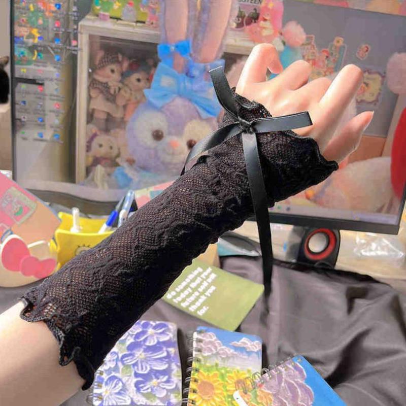 여성 고딕 메쉬 핑거리스 장갑 탄성 레이스 로리타 JK - Women'S Fashion Gloves 리뷰 및 가격
