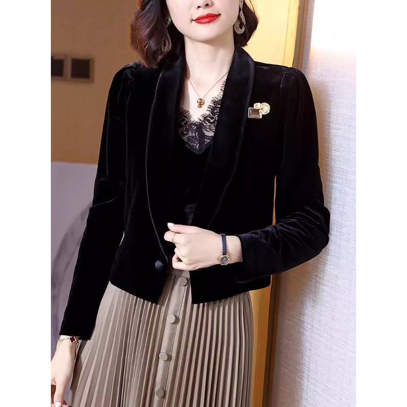 골드 벨벳 슈트 숏 자켓 여성용 신상 캐주얼 탑 숏 패 - Velvet Blazer Women 리뷰 및 가격