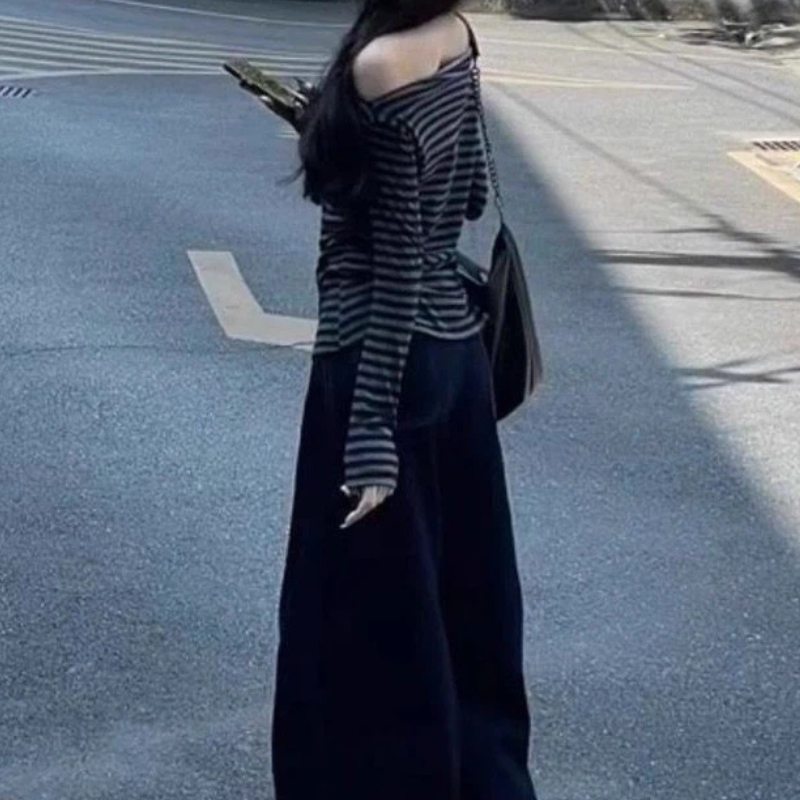여성 빈티지 스트라이프 오프숄더 긴팔 탑 한국 스타일  - Off Shoulder Top 리뷰 및 가격