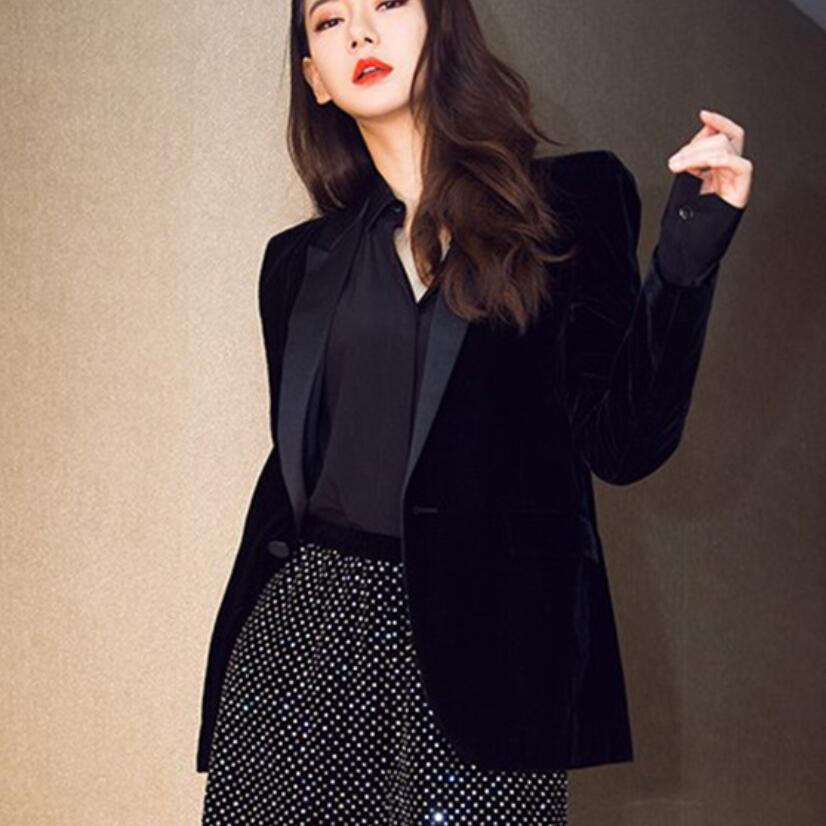여성용 벨벳 블레이저 코트, 블랙 재킷, 우아한 작은  - Velvet Blazer Women 리뷰 및 가격