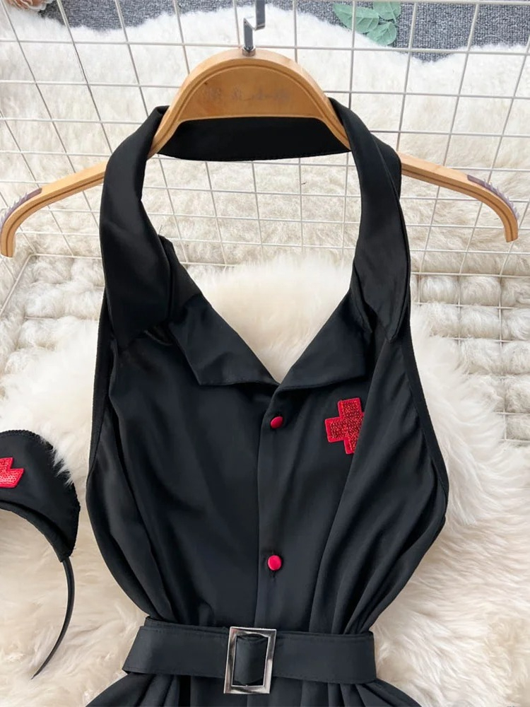 에로틱 패션 섹시 홀터 란제리 드레스 여름 V넥 빈티지 - Fashion Women Belt 리뷰 및 가격