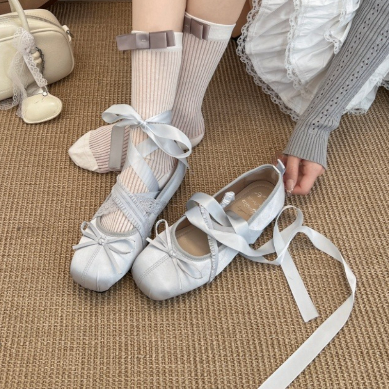 새로운 봄 편안한 레이스업 발레 스퀘어 토 로우컷 플랫 - Spaghetti Strap Dress 리뷰 및 가격