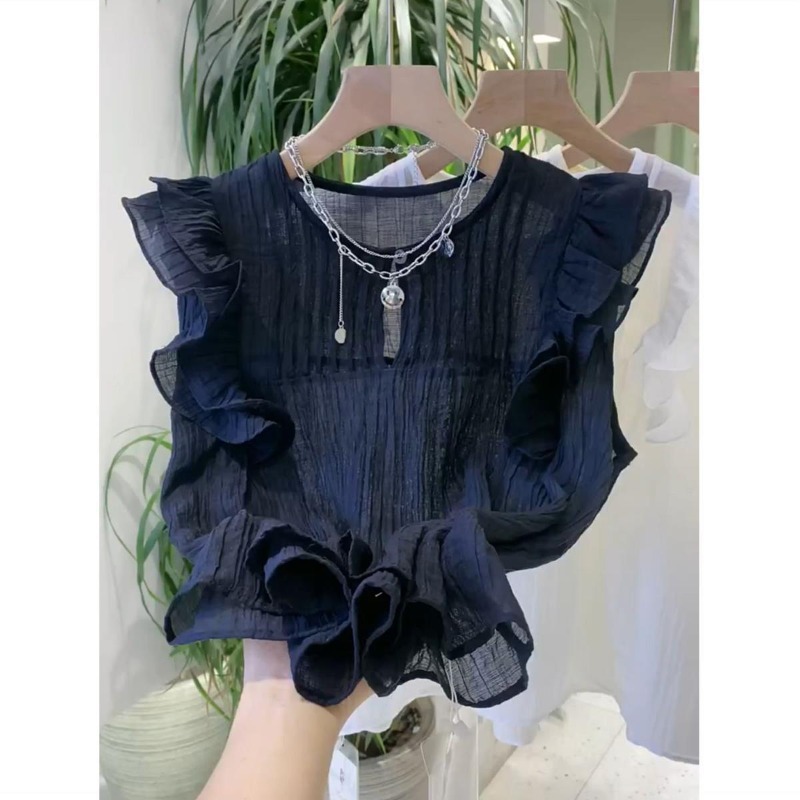 여성용 플라잉 슬리브 블라우스, 라운드 넥 패치워크 러 - Women Fashion Japan 리뷰 및 가격