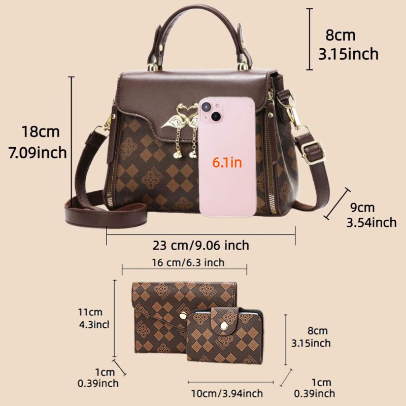 3피스 여성 가방 세트, 가벼운 럭셔리 프린트 여성 크 - Crossbody Bag Women 리뷰 및 가격