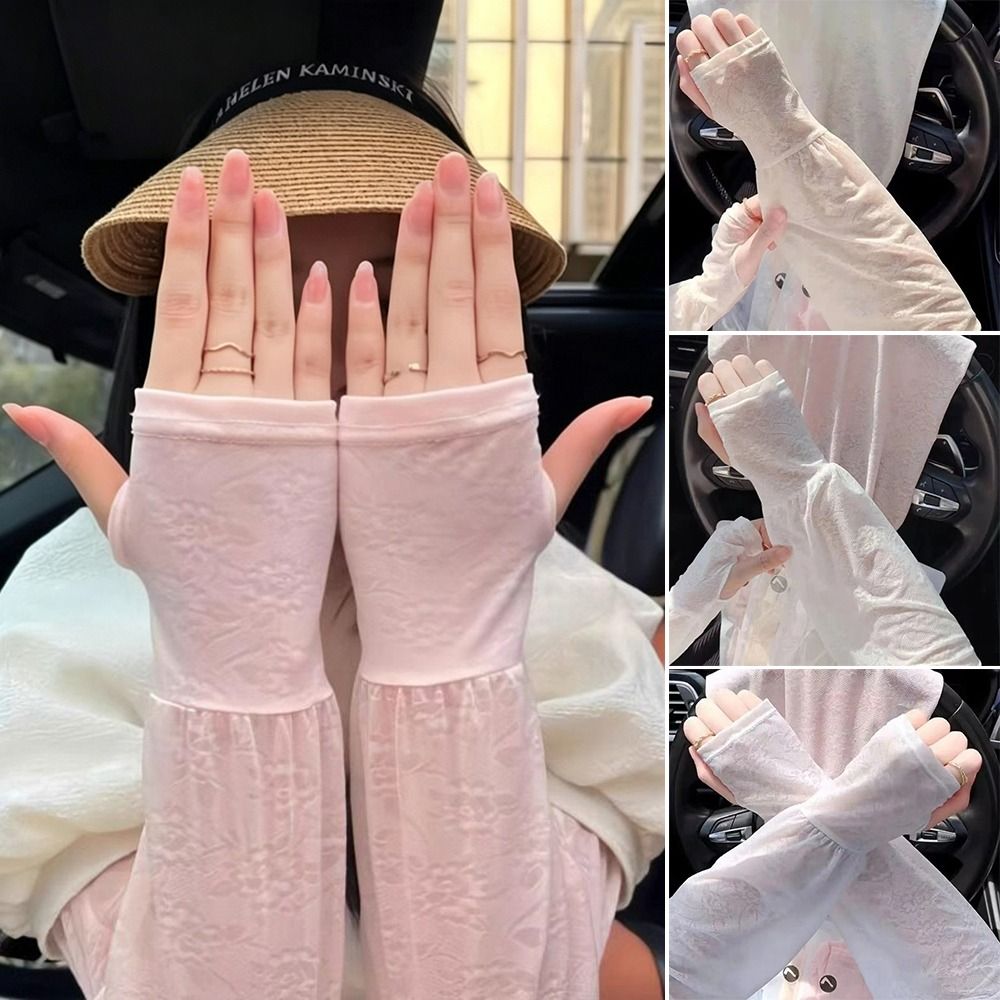 패션 레이스 아이스 실크 슬리브 긴 소프트 통기성 드라 - Women'S Fashion Gloves 리뷰 및 가격