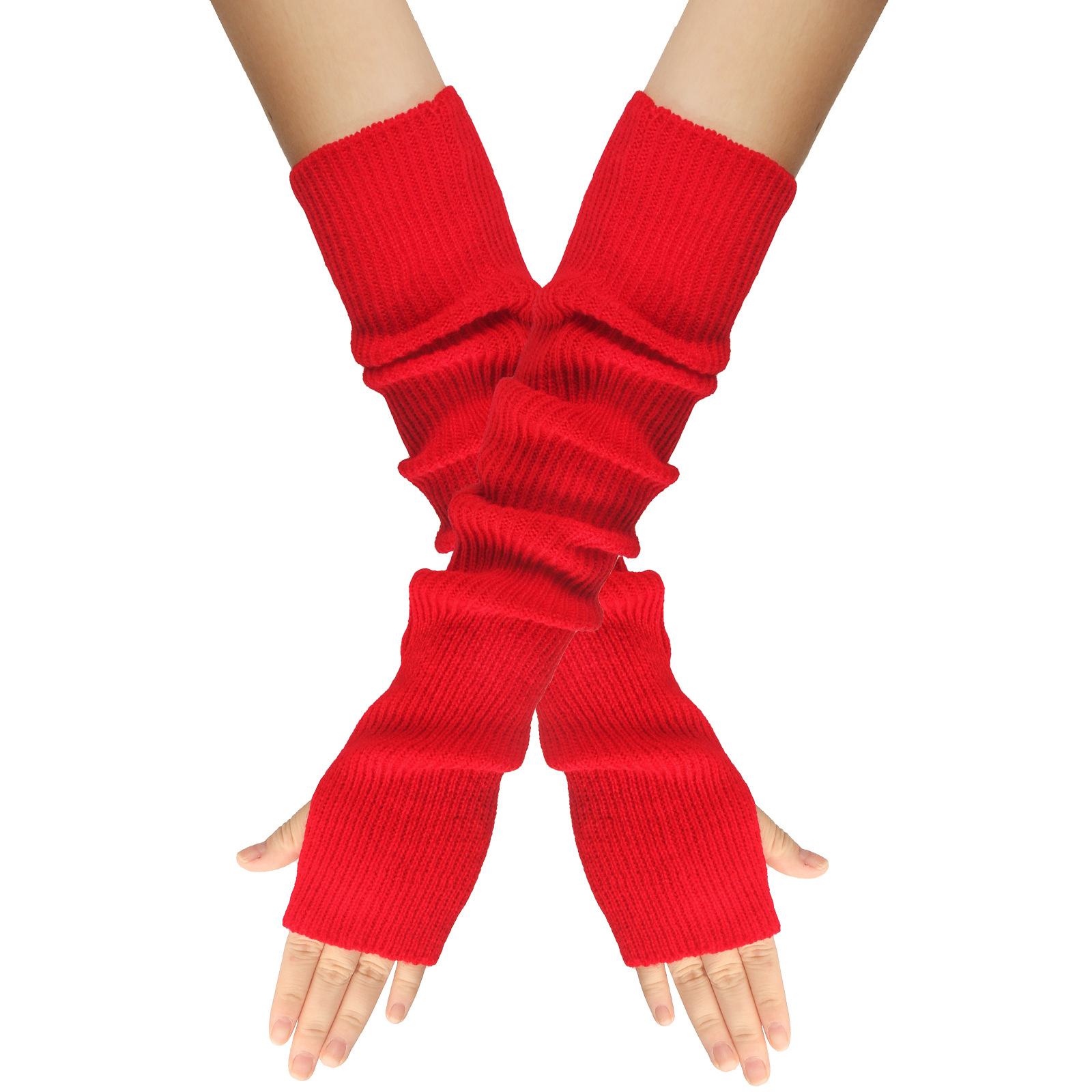 여성용 가을 겨울 니트 장갑 따뜻한 단색 아크릴 긴 스 - Women'S Fashion Gloves 리뷰 및 가격