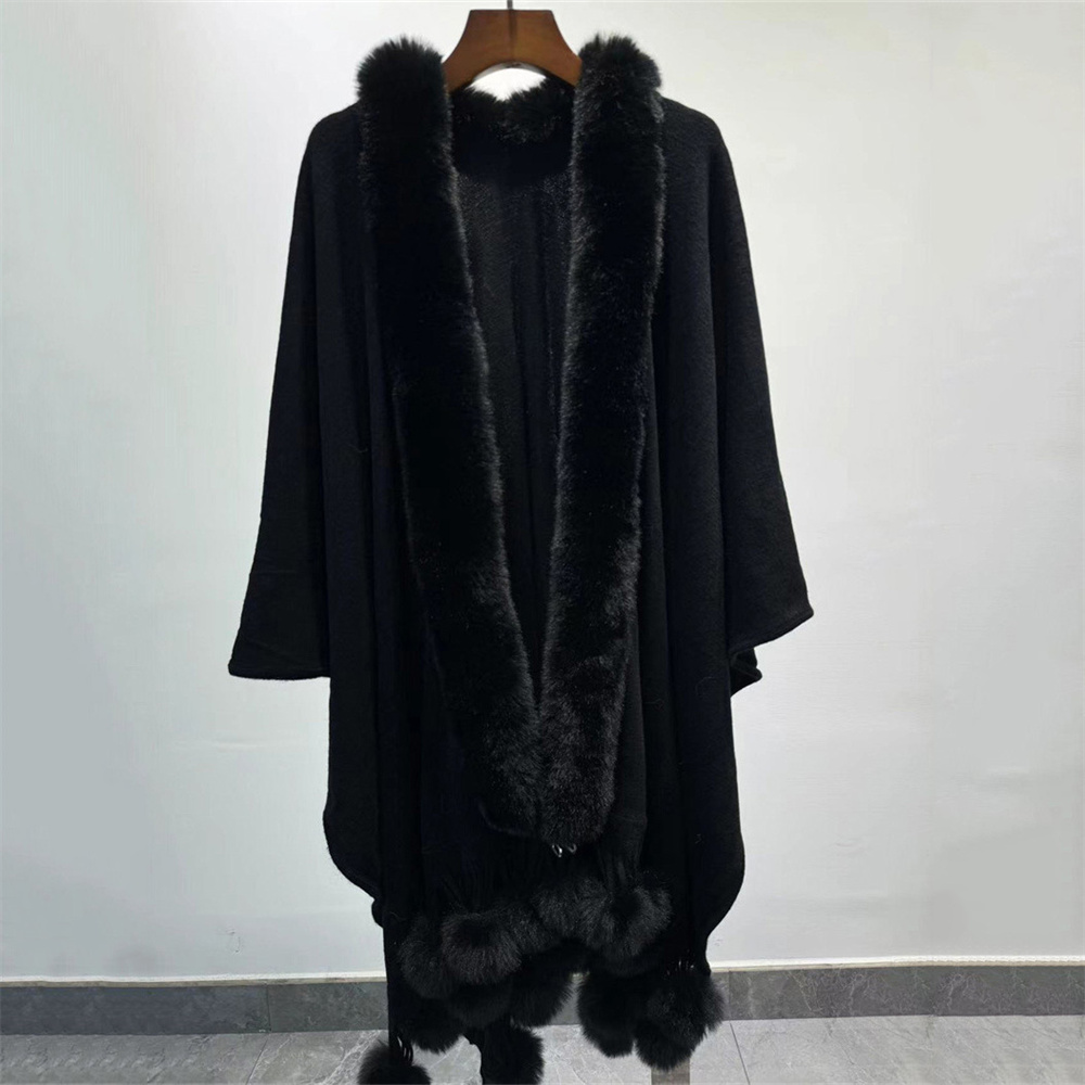 여성용 인조 토끼 모피 볼 망토, 따뜻한 두꺼운 판초  - Women'S Fashion Poncho 리뷰 및 가격