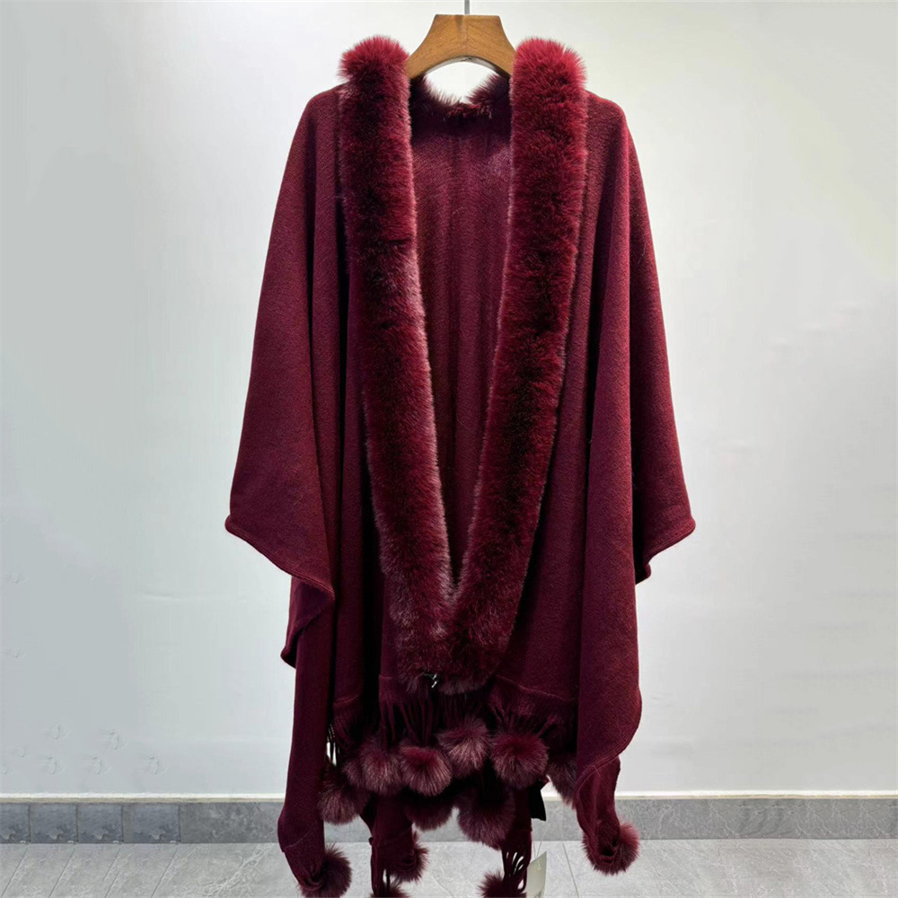 여성용 인조 토끼 모피 볼 망토, 따뜻한 두꺼운 판초  - Women'S Fashion Poncho 리뷰 및 가격