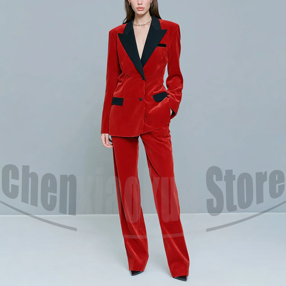 시크한 여성 벨벳 수트 2피스 세트, 패셔너블한 피크  - Velvet Blazer Women 리뷰 및 가격