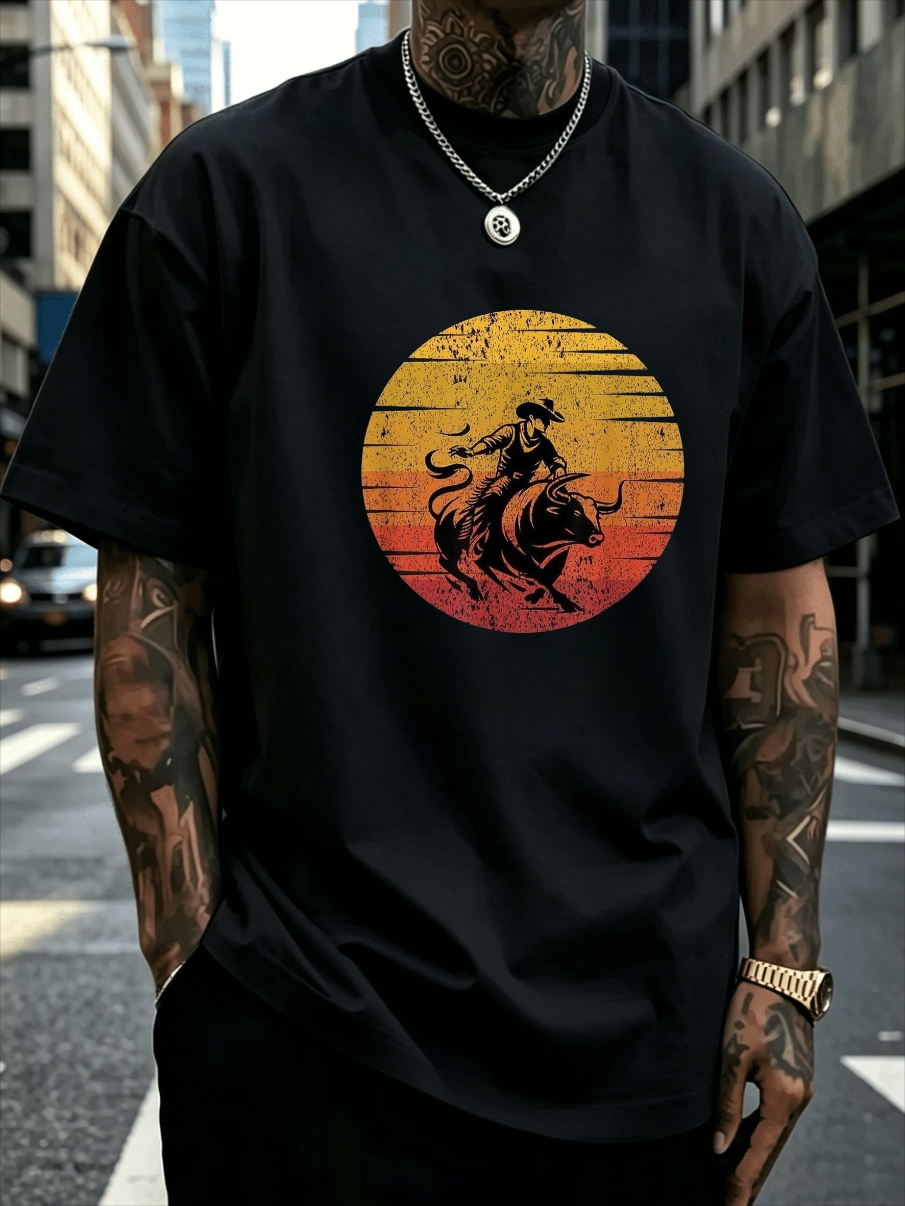 레트로 디스트레스드 카우보이 황소 타기 그래픽 티셔츠  - Women'S Fashion Wild West 리뷰 및 가격