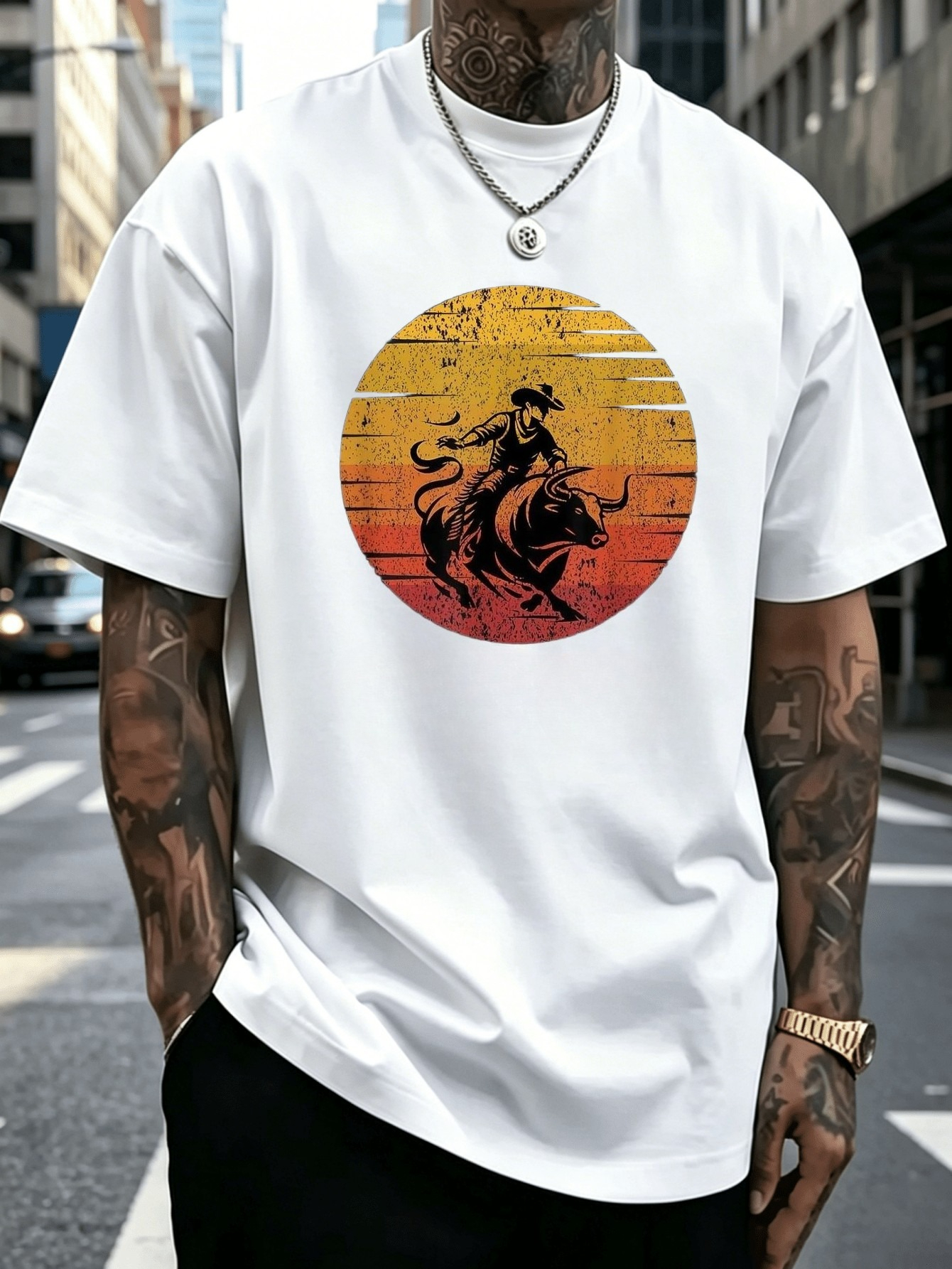 레트로 디스트레스드 카우보이 황소 타기 그래픽 티셔츠  - Women'S Fashion Wild West 리뷰 및 가격