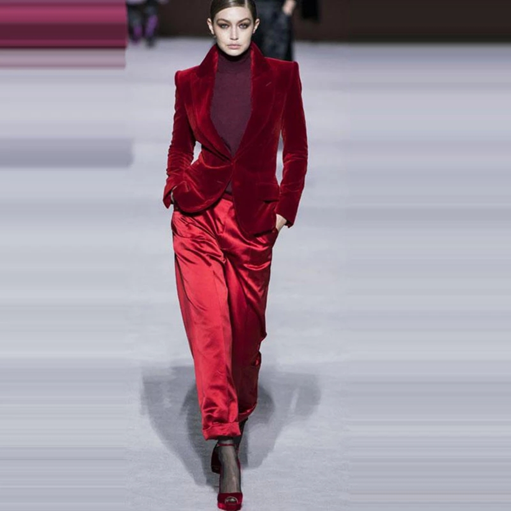 여성 바지 정장 와인 레드 벨벳 여성 숙녀 비즈니스 사 - Velvet Blazer Women 리뷰 및 가격
