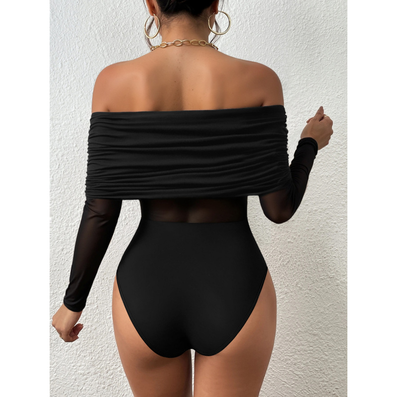 봄, 가을용 오프숄더 긴팔 슬림핏 티셔츠, 섹시한 메쉬 - Off Shoulder Top 리뷰 및 가격