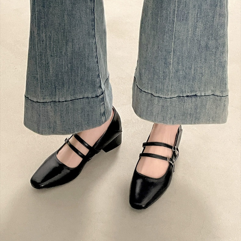 스퀘어 토 로우힐 여성용 실버 메리 제인 슈즈 패션 우 - Fashion Women Belt 리뷰 및 가격