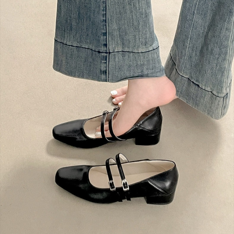 스퀘어 토 로우힐 여성용 실버 메리 제인 슈즈 패션 우 - Fashion Women Belt 리뷰 및 가격