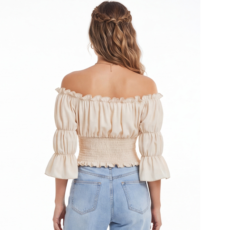 르네상스 블라우스 여성용 탑 반팔 오프숄더 탑 해적 코 - Off Shoulder Top 리뷰 및 가격