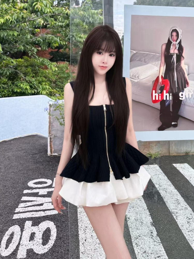 여름 고딕 핫걸 슬림 슬립 지퍼 투피스 세트 여성 패션 - V Neck Cami Top 리뷰 및 가격