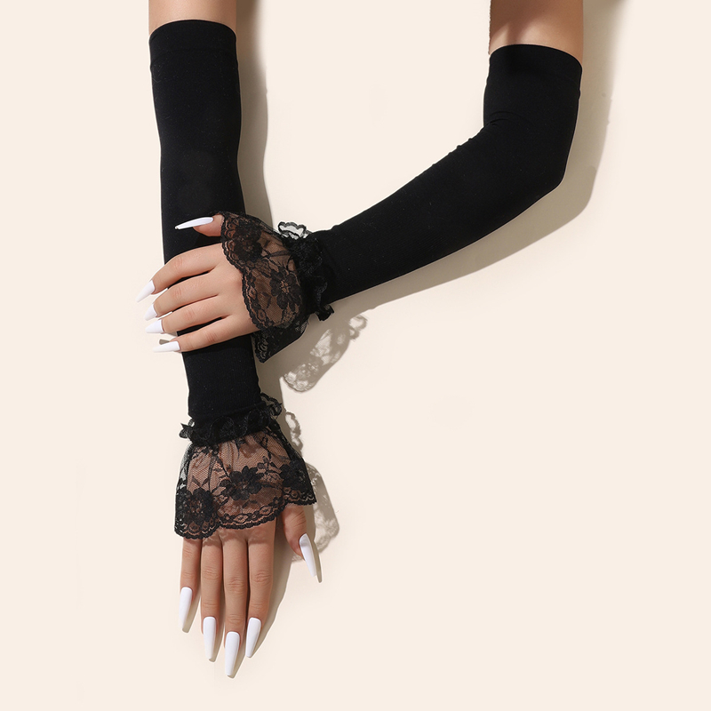 패션 긴 레이스 팔 슬리브 여름 선 스크린 핑거리스 장 - Women'S Fashion Gloves 리뷰 및 가격