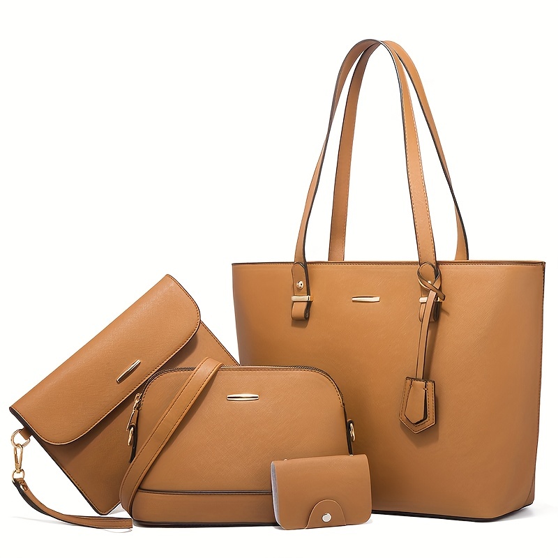 4종 세트 여성 가방 세트 단색 토트백 레트로 여성 크 - Crossbody Bag Women 리뷰 및 가격