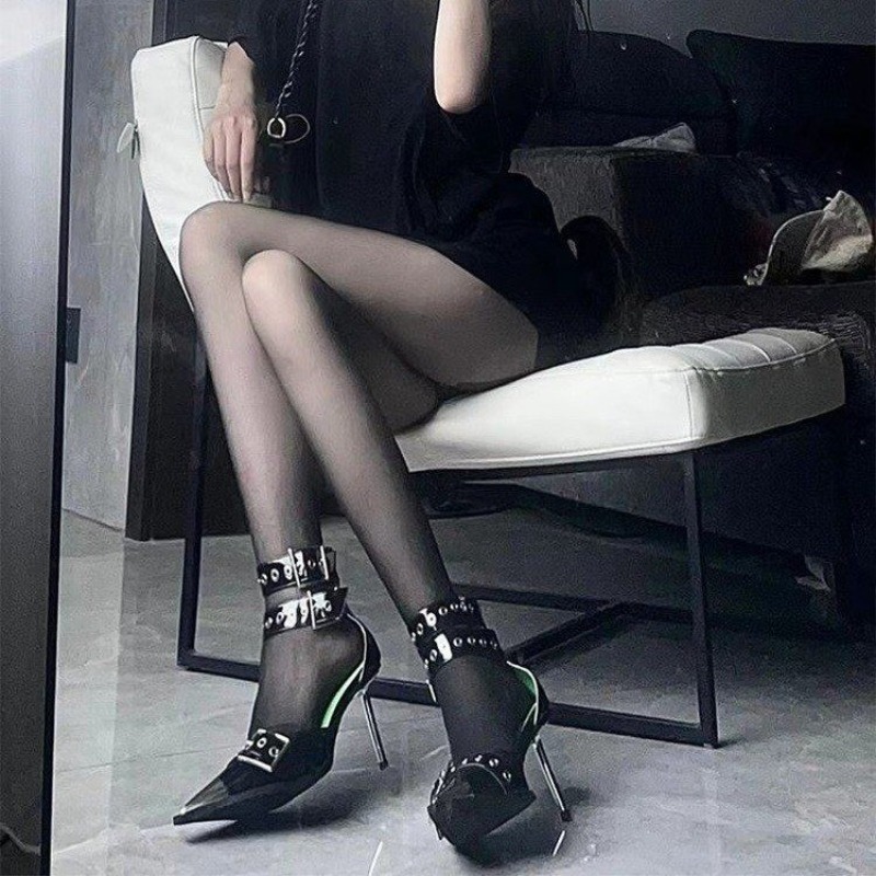 슈퍼 하이힐 메탈 포인티드 토 스터드 벨트 버클 뒤쪽  - Fashion Women Belt 리뷰 및 가격