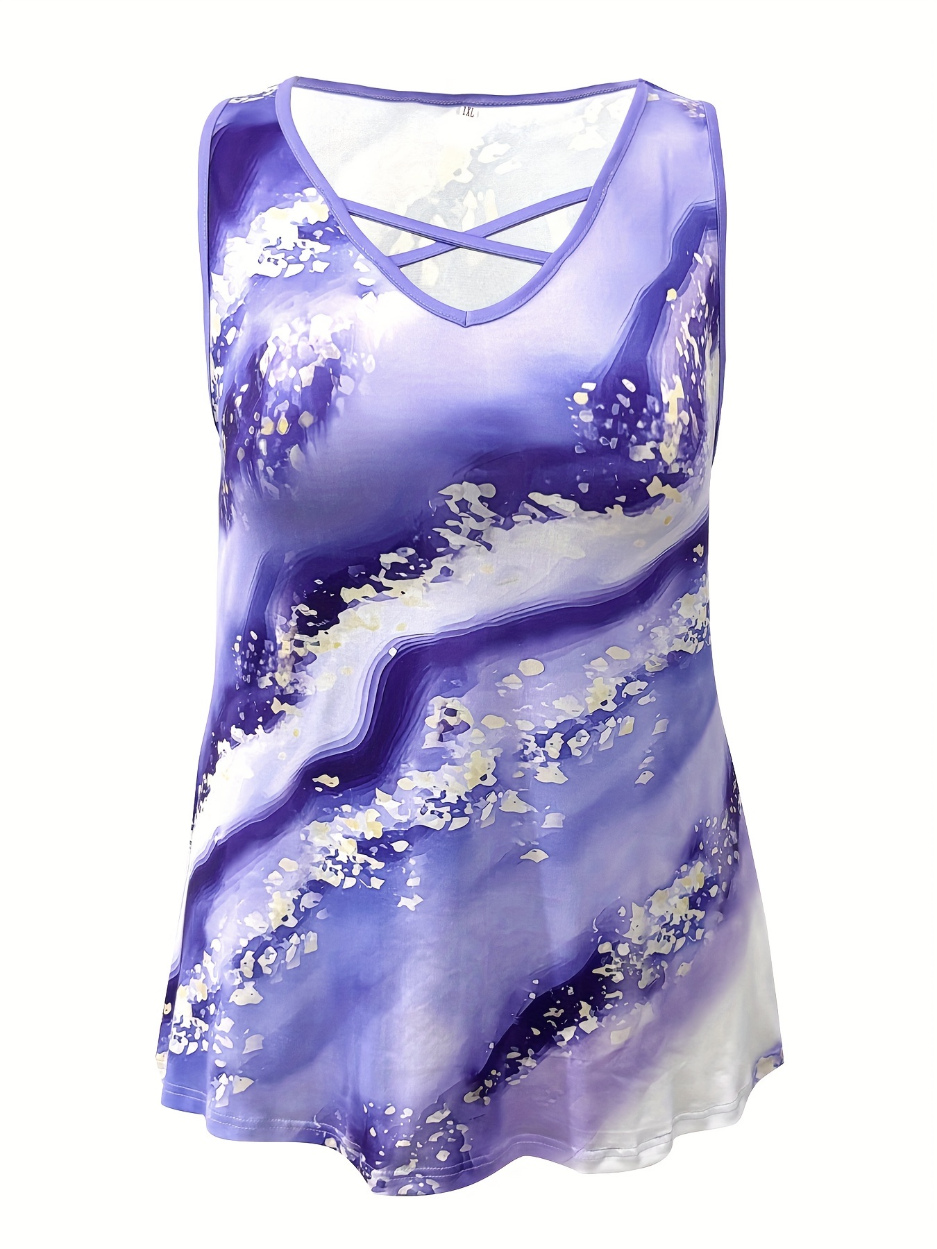 플러스 사이즈 대리석 프린트 탱크 탑 캐주얼 크리스 크 - V Neck Cami Top 리뷰 및 가격