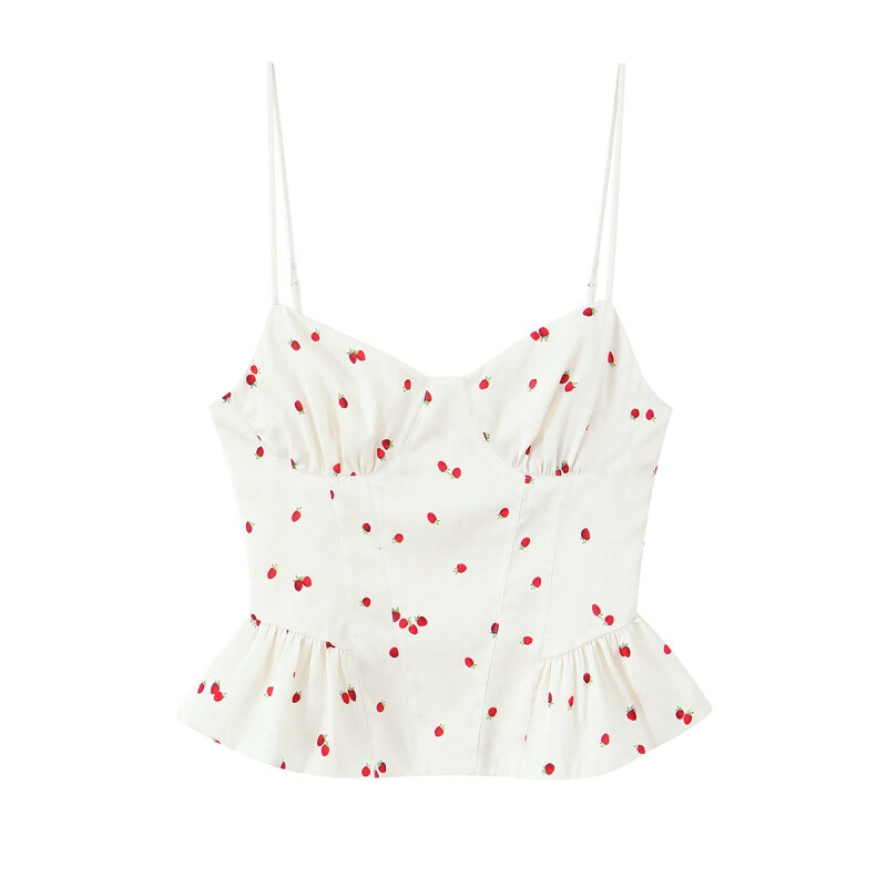 2026 여성 여름 의상 딸기 프린트 스파게티 스트랩  - V Neck Cami Top 리뷰 및 가격