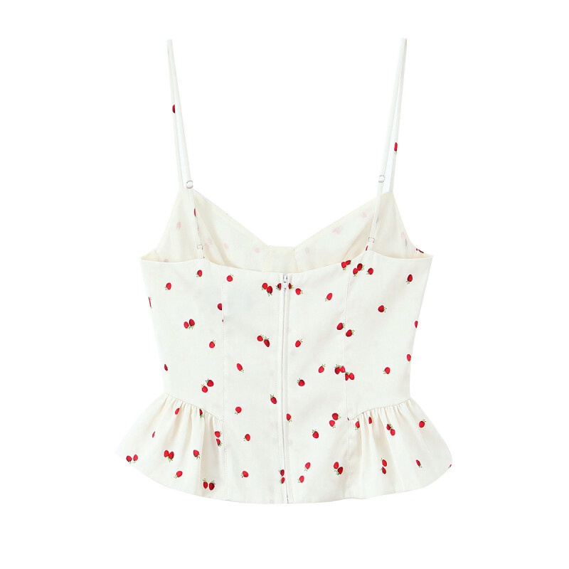 2026 여성 여름 의상 딸기 프린트 스파게티 스트랩  - V Neck Cami Top 리뷰 및 가격