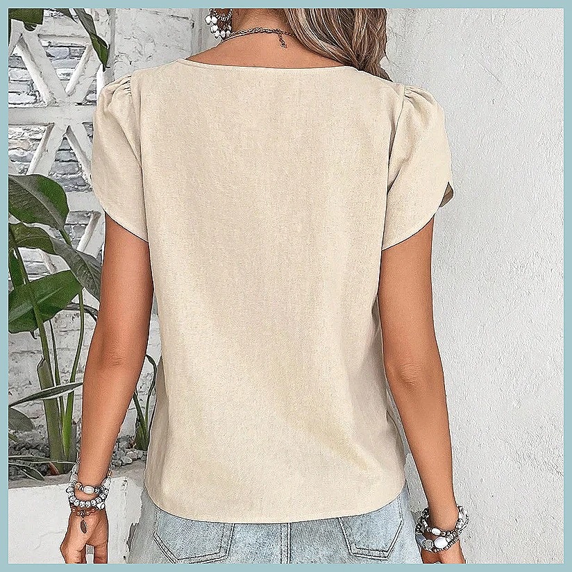 2024 여름 빈티지 솔리드 컬러 블라우스 여성용, 우 - Women Fashion Blouse 리뷰 및 가격