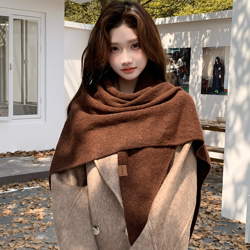 심플한 단색 니트 삼각 숄, 트렌디한 패션 랩 스카프, - Women'S Fashion Poncho 리뷰 및 가격